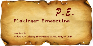 Plakinger Ernesztina névjegykártya